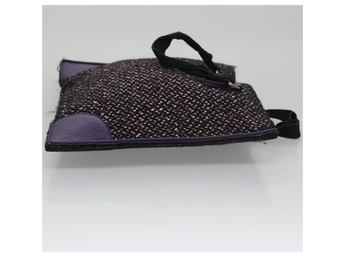 PRADA Borsa a mano in lana pelle viola argento Auth bs20846A Porpora - vista 3