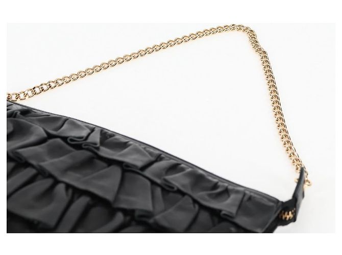 CHANEL Borsa a Mano con Catena in Pelle di Agnello Nera Oro CC Auth yk18016M Nero D'oro - vista 14