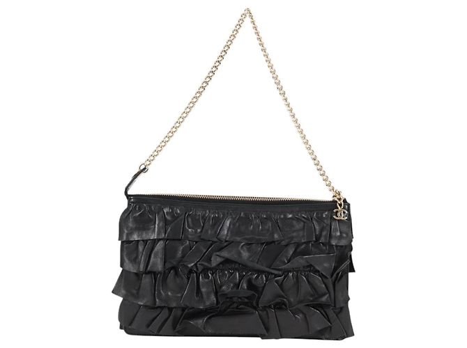 CHANEL Borsa a Mano con Catena in Pelle di Agnello Nera Oro CC Auth yk18016M Nero D'oro - vista 2