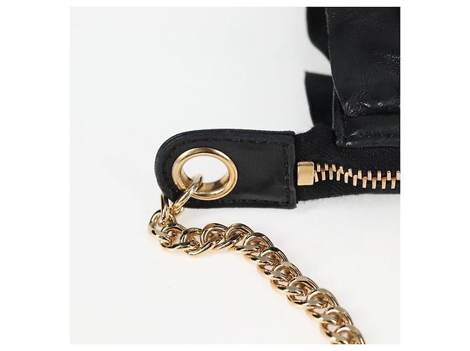 CHANEL Borsa a Mano con Catena in Pelle di Agnello Nera Oro CC Auth yk18016M Nero D'oro - vista 21