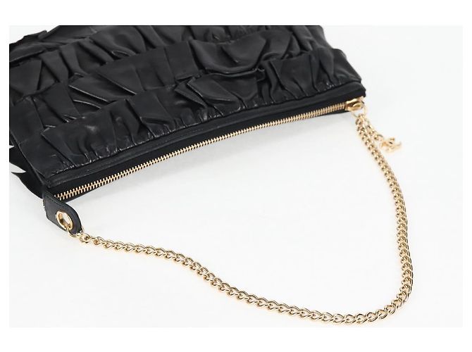 CHANEL Borsa a Mano con Catena in Pelle di Agnello Nera Oro CC Auth yk18016M Nero D'oro - vista 7