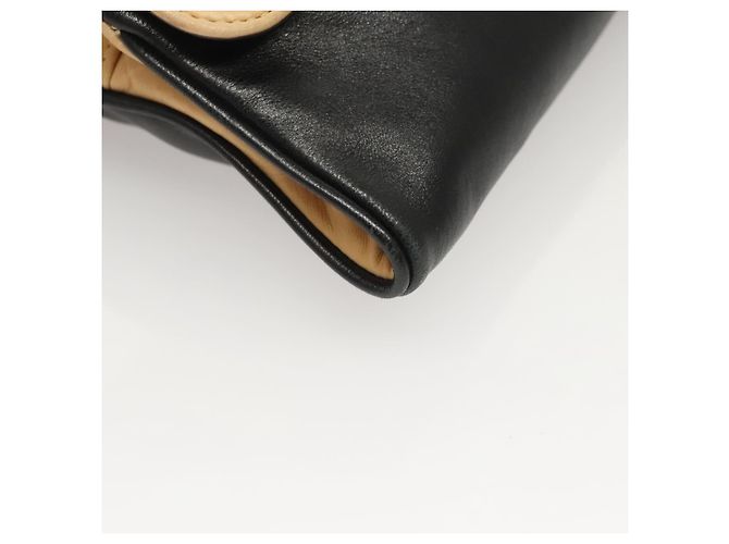 CHANEL Borsa a Mano Choco Bar in Pelle di Agnello Beige Nera CC Auth 123516V Nero - vista 14