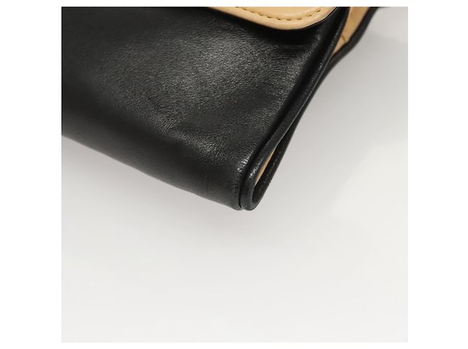 CHANEL Borsa a Mano Choco Bar in Pelle di Agnello Beige Nera CC Auth 123516V Nero - vista 15