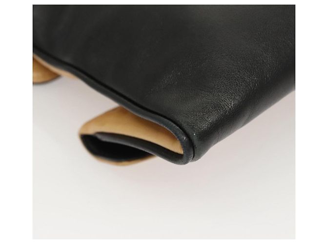 CHANEL Borsa a Mano Choco Bar in Pelle di Agnello Beige Nera CC Auth 123516V Nero - vista 16
