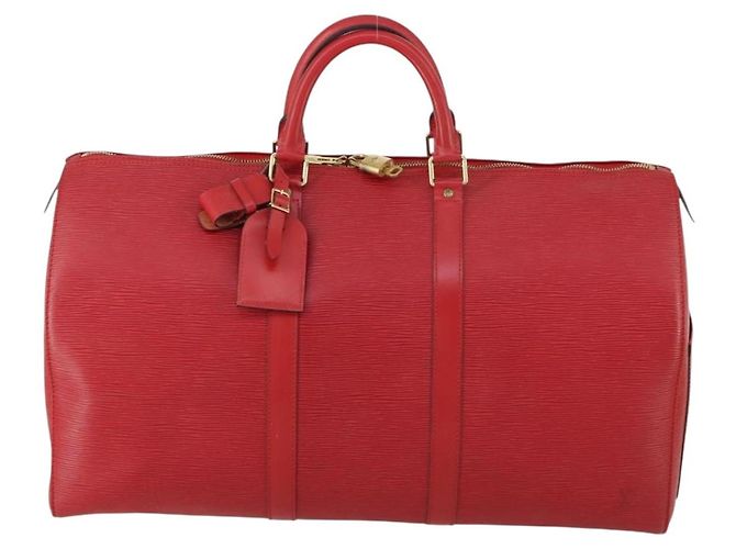 LOUIS VUITTON Epi Keepall 50 Borsa Boston Rossa M42967 LV Auth 155329V Rosso - vista 12
