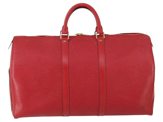 LOUIS VUITTON Epi Keepall 50 Borsa Boston Rossa M42967 LV Auth 155329V Rosso - vista 2