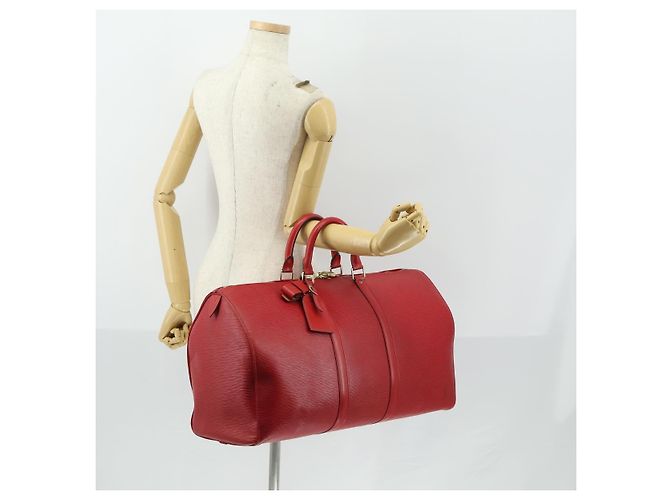 LOUIS VUITTON Epi Keepall 50 Borsa Boston Rossa M42967 LV Auth 155329V Rosso - vista 22