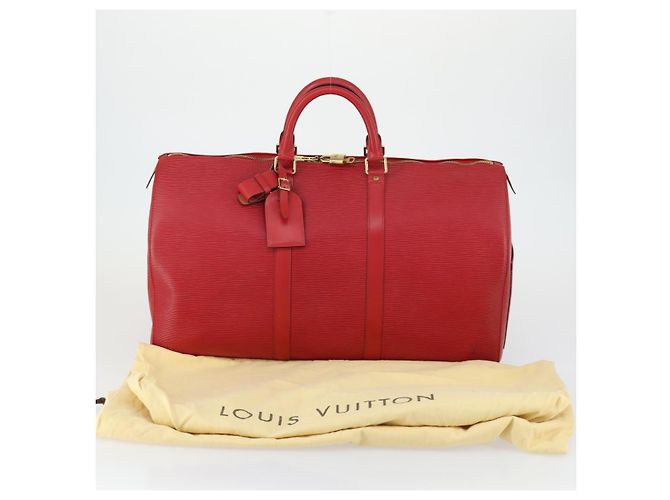 LOUIS VUITTON Epi Keepall 50 Borsa Boston Rossa M42967 LV Auth 155329V Rosso - vista 23