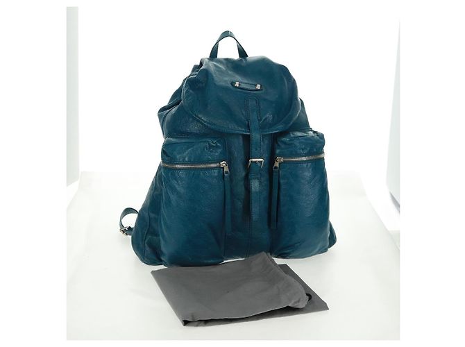 Zaino in pelle Balenciaga blu argento 326404 Auth 165396V - vista 12