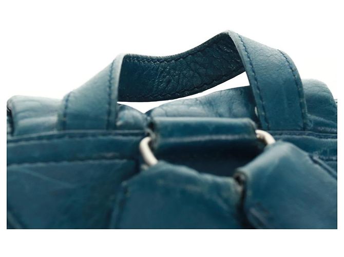 Zaino in pelle Balenciaga blu argento 326404 Auth 165396V - vista 14