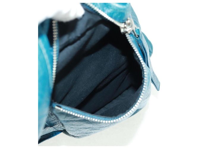 Zaino in pelle Balenciaga blu argento 326404 Auth 165396V - vista 22