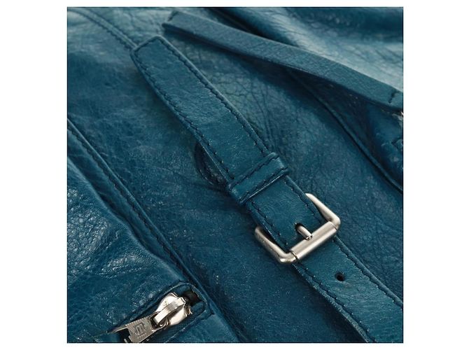 Zaino in pelle Balenciaga blu argento 326404 Auth 165396V - vista 23