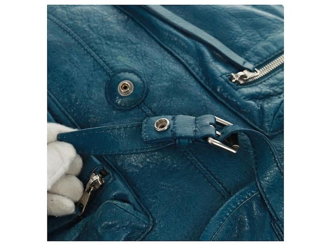 Zaino in pelle Balenciaga blu argento 326404 Auth 165396V - vista 24