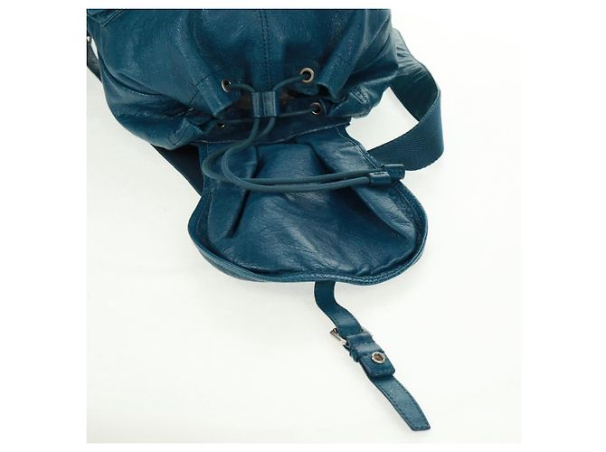 Zaino in pelle Balenciaga blu argento 326404 Auth 165396V - vista 25