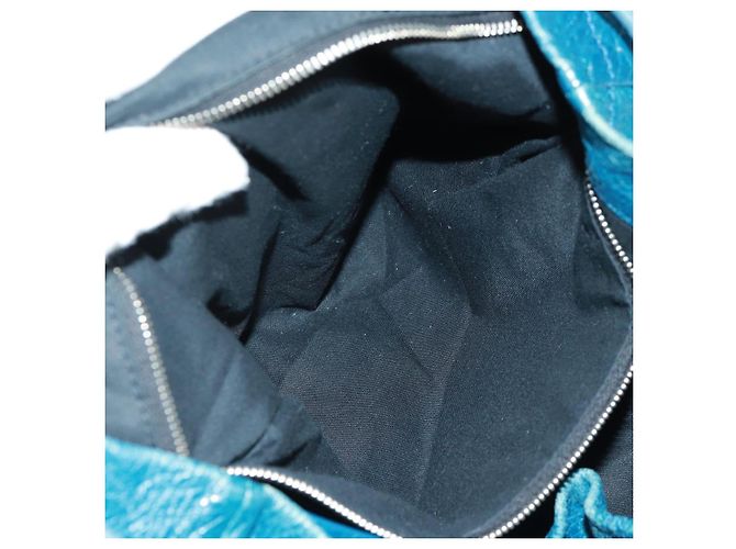 Zaino in pelle Balenciaga blu argento 326404 Auth 165396V - vista 31