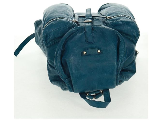 Zaino in pelle Balenciaga blu argento 326404 Auth 165396V - vista 6