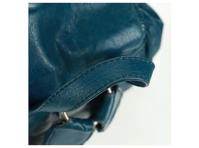Zaino in pelle Balenciaga blu argento 326404 Auth 165396V - vista 7