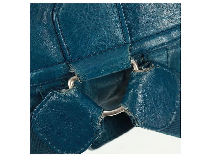 Zaino in pelle Balenciaga blu argento 326404 Auth 165396V - vista 9