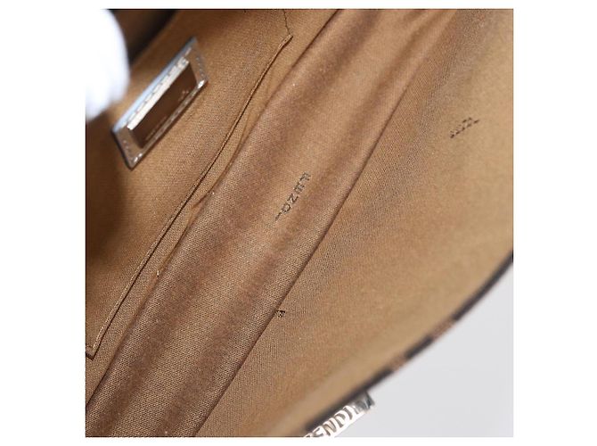 Borsa a Spalla in Tela Zucca FENDI Nera Marrone Auth 169711V Nero - vista 10