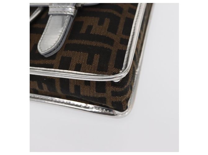 Borsa a Spalla in Tela Zucca FENDI Nera Marrone Auth 169711V Nero - vista 14