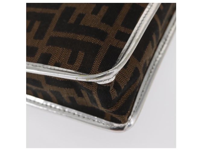 Borsa a Spalla in Tela Zucca FENDI Nera Marrone Auth 169711V Nero - vista 16