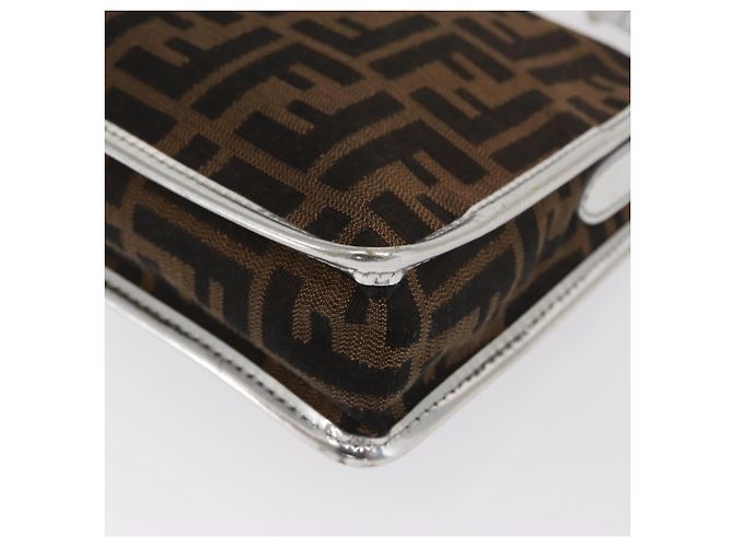Borsa a Spalla in Tela Zucca FENDI Nera Marrone Auth 169711V Nero - vista 17
