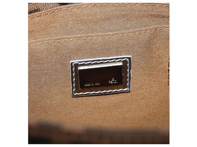 Borsa a Spalla in Tela Zucca FENDI Nera Marrone Auth 169711V Nero - vista 19