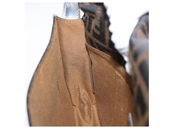 Borsa a Spalla in Tela Zucca FENDI Nera Marrone Auth 169711V Nero - vista 21