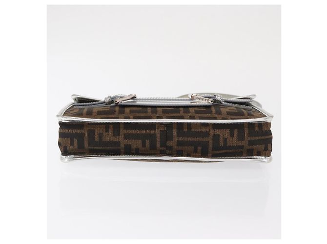 Borsa a Spalla in Tela Zucca FENDI Nera Marrone Auth 169711V Nero - vista 5