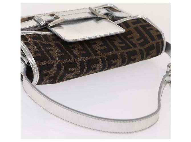 Borsa a Spalla in Tela Zucca FENDI Nera Marrone Auth 169711V Nero - vista 6