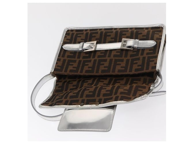 Borsa a Spalla in Tela Zucca FENDI Nera Marrone Auth 169711V Nero - vista 9