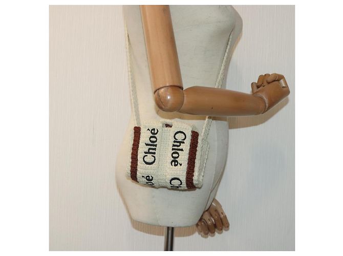 Chloé Borsa a mano Chloe in cotone 2 vie Beige Auth 89304M - vista 21