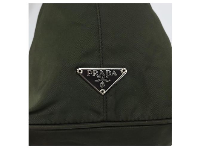 PRADA Schultertasche Nylon Khaki Silber Authentisch am10730 - Ansicht 14