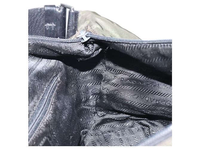 PRADA Schultertasche Nylon Khaki Silber Authentisch am10730 - Ansicht 18
