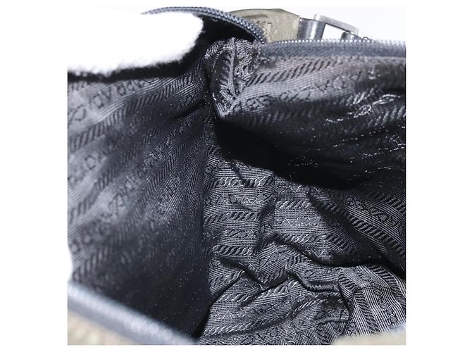 PRADA Schultertasche Nylon Khaki Silber Authentisch am10730 - Ansicht 19