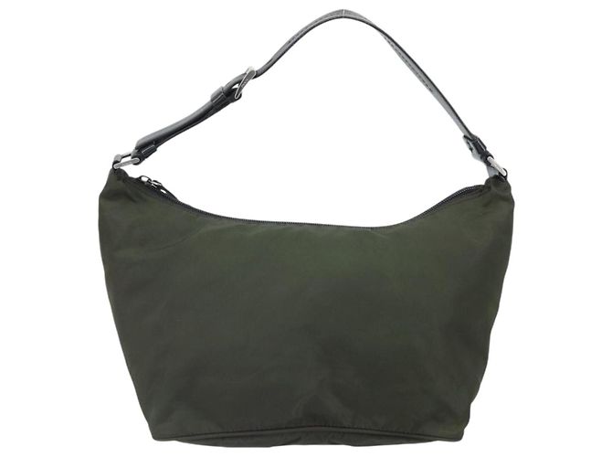 PRADA Schultertasche Nylon Khaki Silber Authentisch am10730 - Ansicht 2