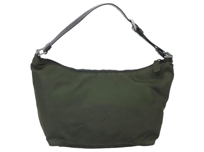 PRADA Schultertasche Nylon Khaki Silber Authentisch am10730 - Ansicht 3
