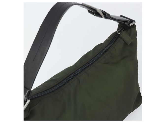 PRADA Schultertasche Nylon Khaki Silber Authentisch am10730 - Ansicht 6