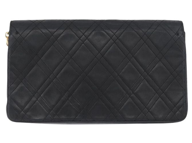 CHANEL Borsa a Spalla Matelassé in Pelle di Agnello Nera Oro CC Auth bs34016 Nero D'oro - vista 2