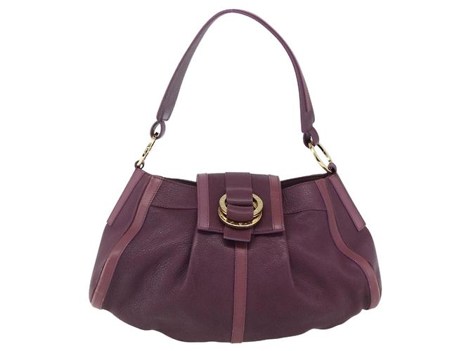Bulgari Borsa a Spalla BVLGARI Chandra in Pelle Viola Oro Auth 170606A D'oro Porpora - vista 13