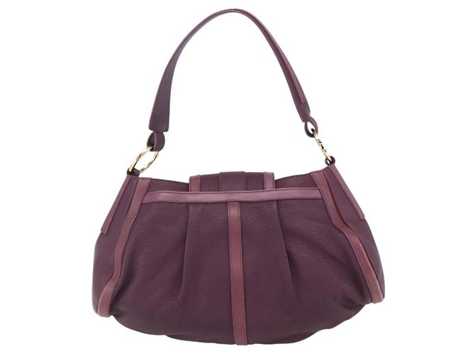 Bulgari Borsa a Spalla BVLGARI Chandra in Pelle Viola Oro Auth 170606A D'oro Porpora - vista 2
