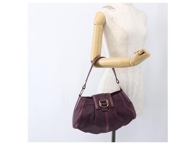 Bulgari Borsa a Spalla BVLGARI Chandra in Pelle Viola Oro Auth 170606A D'oro Porpora - vista 22