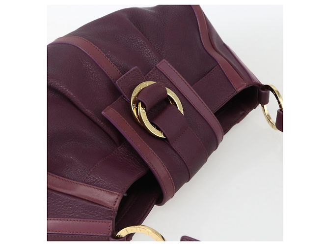 Bulgari Borsa a Spalla BVLGARI Chandra in Pelle Viola Oro Auth 170606A D'oro Porpora - vista 6