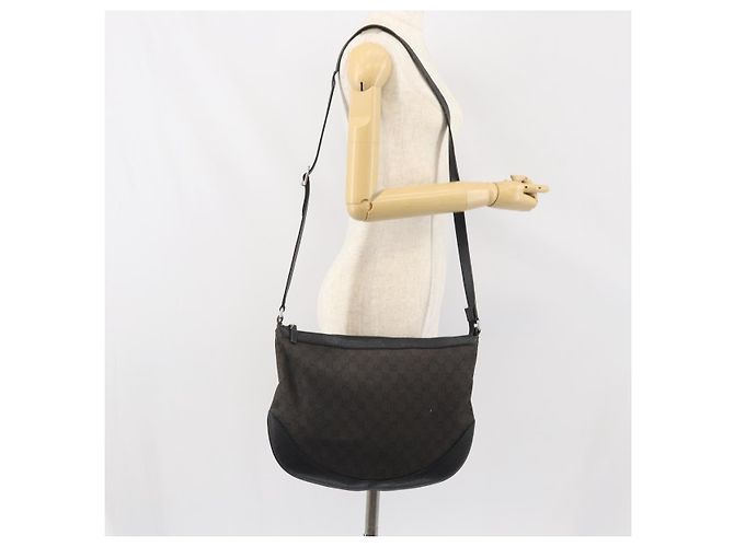 Borsa a Spalla GG Canvas Gucci Nera Argento 272380 Auth ka2298A Nero - vista 22