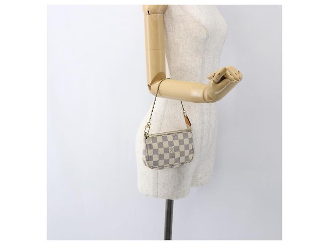 LOUIS VUITTON Mini Pochette Accessoires Damier Azur Pouch N63005 Auth 172013A - vista 21