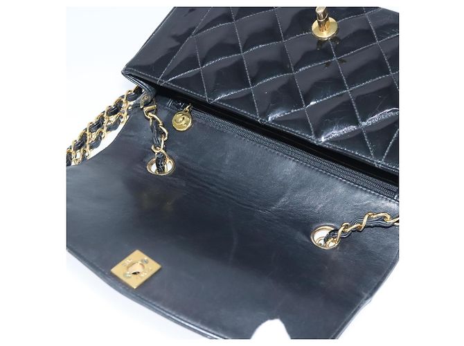 CHANEL Borsa a Spalla Diana Matelassé Catena Patent Nero Oro CC Auth 103804A D'oro - vista 10