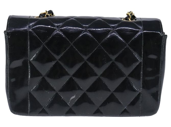 CHANEL Borsa a Spalla Diana Matelassé Catena Patent Nero Oro CC Auth 103804A D'oro - vista 2