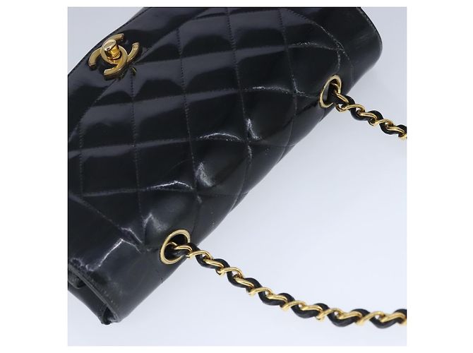 CHANEL Borsa a Spalla Diana Matelassé Catena Patent Nero Oro CC Auth 103804A D'oro - vista 6