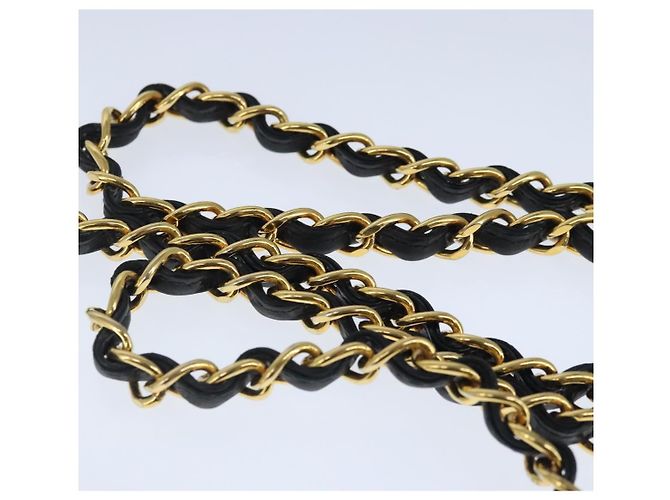 CHANEL Borsa a Spalla Diana Matelassé Catena Patent Nero Oro CC Auth 103804A D'oro - vista 8