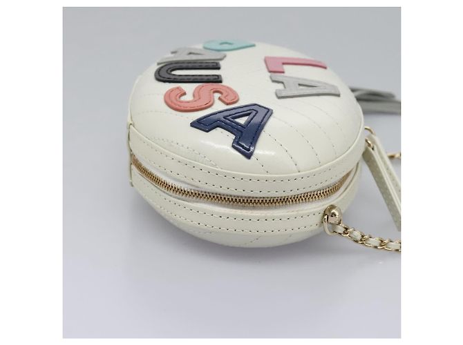 CHANEL V Stitch LA PAUSA Borsa a Spalla con Catena in Pelle Bianca CC Auth bs23014SAV Bianco - vista 4